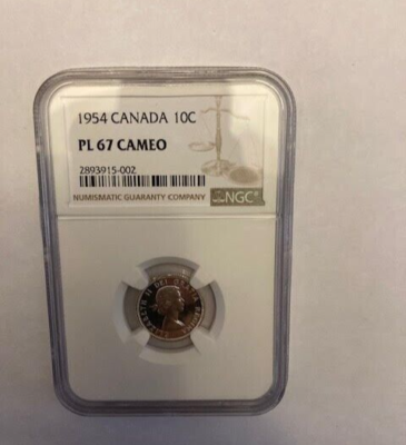 1954 Canada Silver Dime-10 Cents NGC Graded PL-67 Cameo | eBay