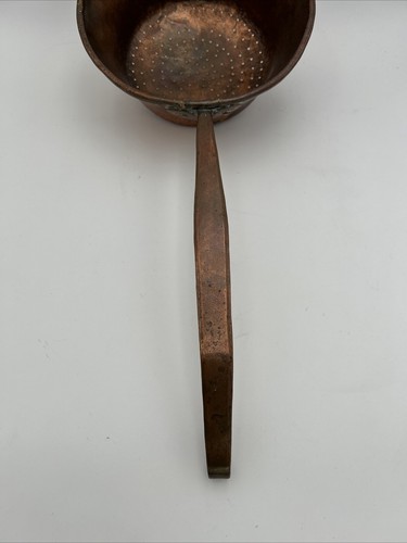 Antique Vintage Large Heavy Copper Brass Stainer Spoon 24” - Picture 4 of 10
