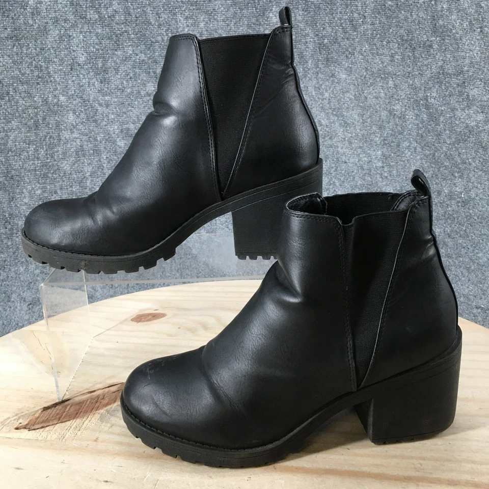 Botas de lavandería sucias para mujer 8 botines Chelsea de cuero negro tacones altos Foto 2 de 4