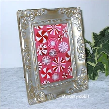 Cynthia Rowley Gold Ornate Photo Picture Frame 4x6 - Embossed Silver Frost