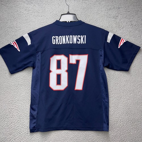 Rob Gronkowski New England Patriots Jersey Boys Large 14/16 Blue Team Apparel - Picture 7 of 11