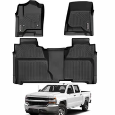 OEDRO Floor Liners for 14-18 Silverado Sierra 1500 15-19 2500HD 3500HD Crew Cab