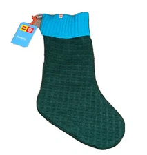 ‎Lego Target  20" Textural Color Block Sweater Knit Christmas Stocking Green