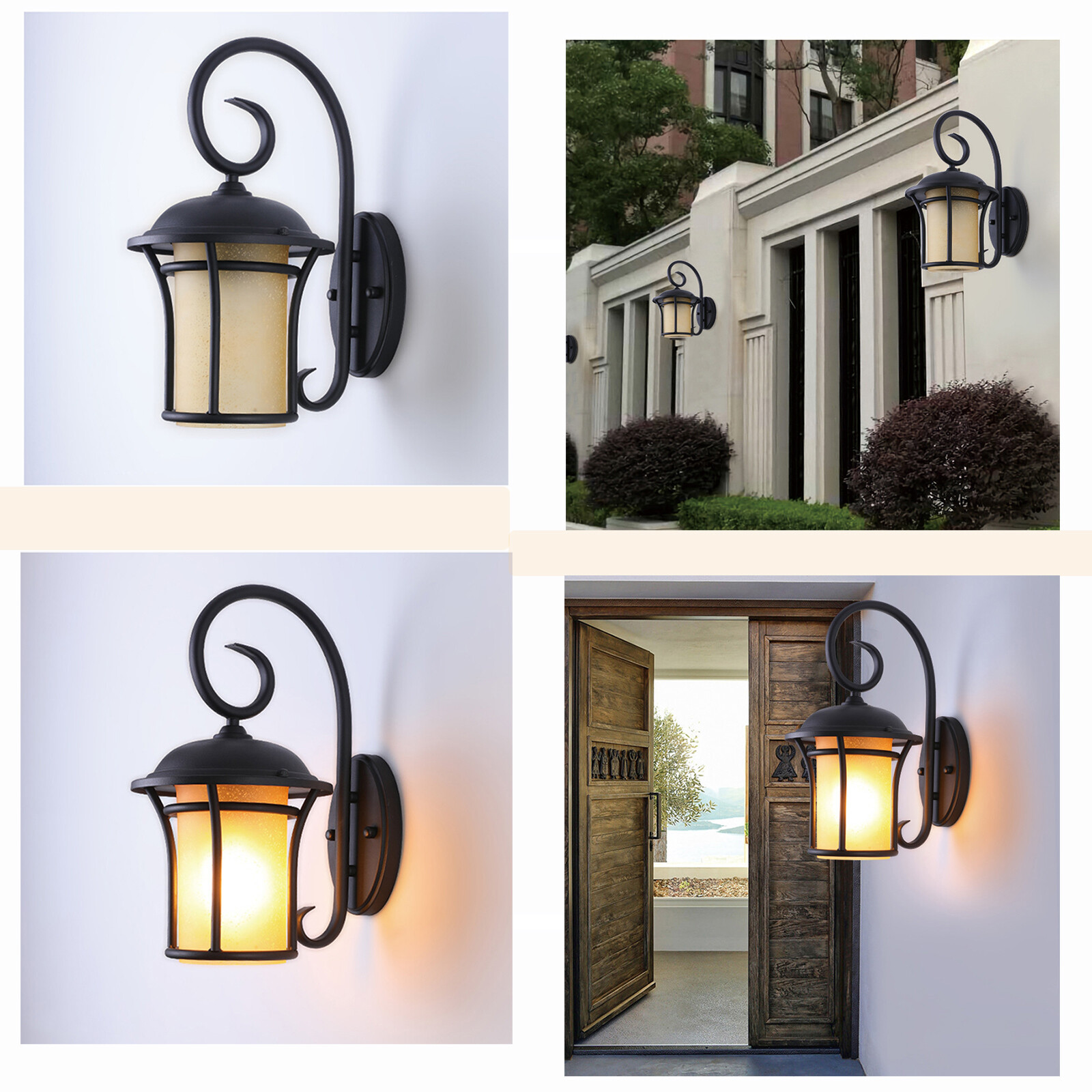Vintage Exterior Wall Light Fixture Sconce Outdoor Retro Ground Glass