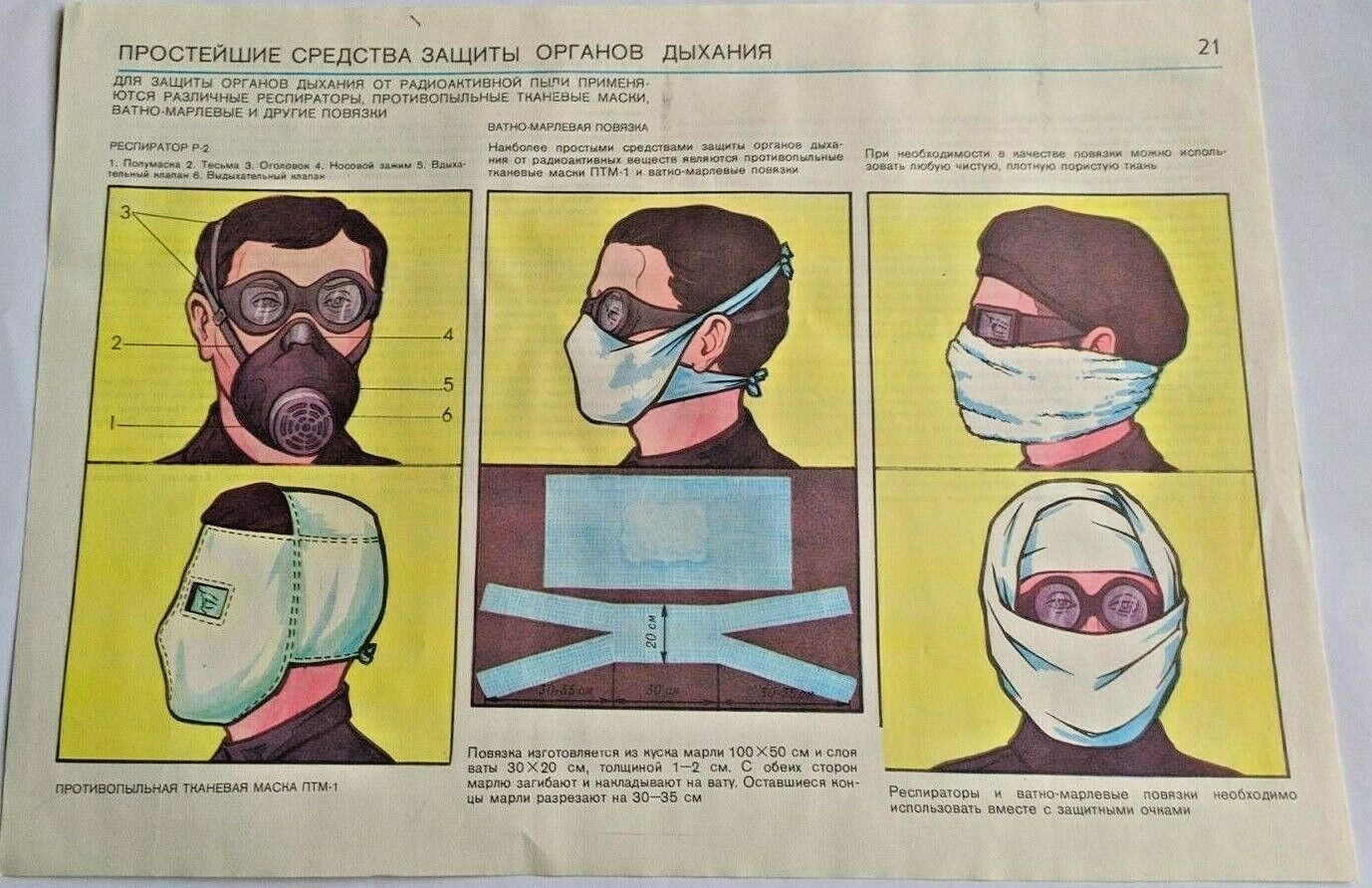 Vintage Soviet Poster Chernobyl Radiation Mask Fallout Stalker Nuclear USSR  #21