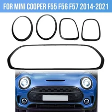 Black Grill+Headlight+Taillight Trim Bezel For Mini Cooper S F55 F56 F57 14-21