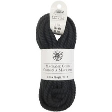 Loops  Threads Black Macrame Cord 6mm 16.6 Yards For Crafting DIY Projects