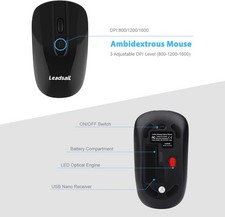 BLACK - LeadsaiL Wireless Keyboard and Mouse Combo, Wireless USB Mouse and