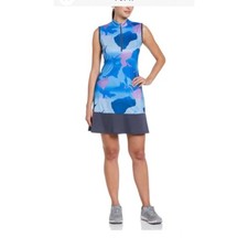Callaway Golf Tennis Dress Blue Sea Star Floral Sleeveless UPF 50 Medium NEW
