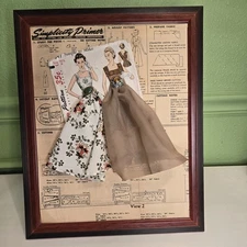 Vintage upcycled repurposed paper simplicity pattern with 3D cloth Embellishment