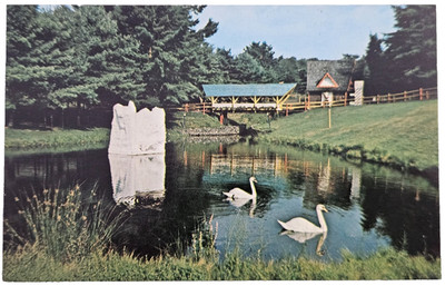 Santas Land Postcard Putney Vermont cross Sweetheart Bridge over Iceberg Lake