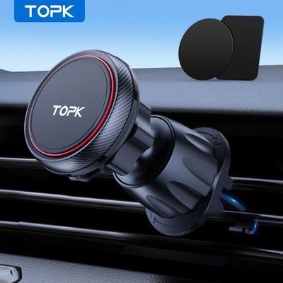 TOPK Magnetic Car Phone Holder 6 N52 Air Vent Mount 360° iPhone 17 Universal