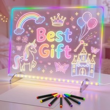 LED Drawing Board for Kids, 17" Light Up Doodle Board, Reusable Glow in The Dark
