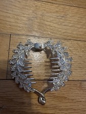 Silver Crystal Leaf Hair Comb Bridal Accessory
