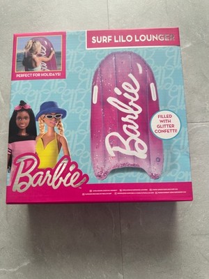 Barbie Surf Lilo Liege aufblasbar Glitzer Konfetti Pool Schwimmer Urlaub Strand zu
