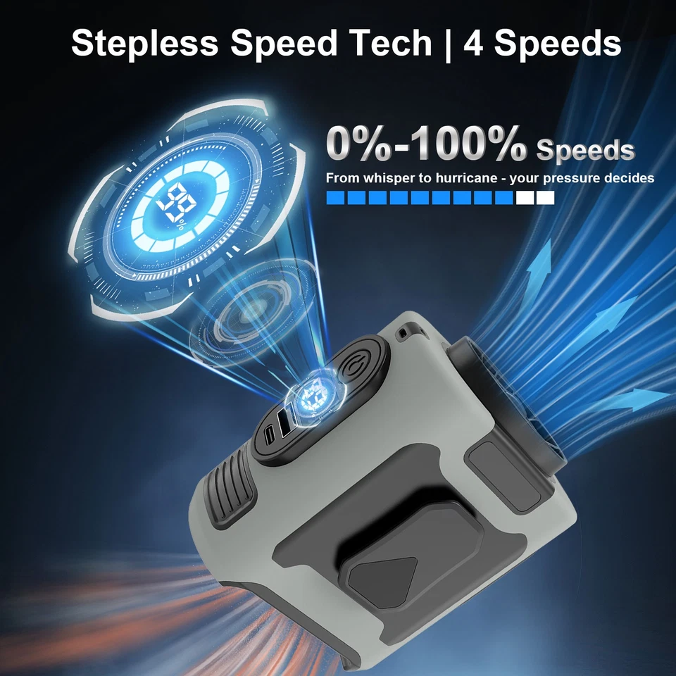 Powerful Waist Fan USB Rechargeable Clip-On Wearable Belt Fan 16500RPM Outdoor - Image 3 of 4