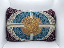 CRATE AND BARREL Multicolor Texture Applied Tribal Pattern Throw Pillow 20x13”
