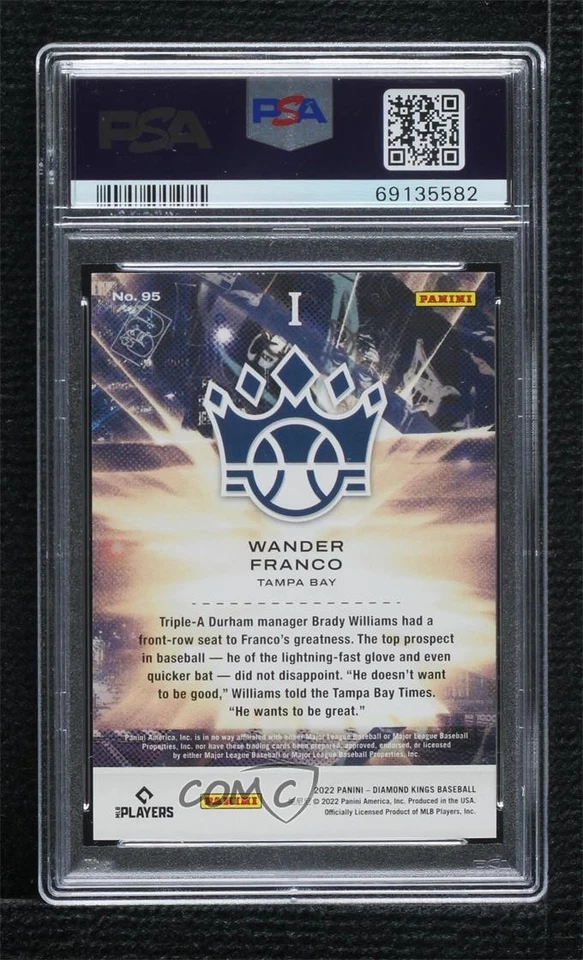 2022 Diamond Kings Artist Proof Gold /49 Wander Franco PSA 10 GEM MT Rookie RC - Image 2 of 2