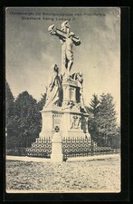 Cartolina Oberammergau, gruppo della crocifissione del prof. Halfig, regalo re Luigi II 