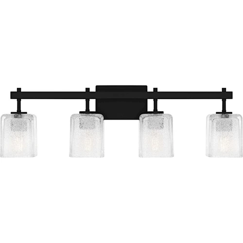 Quoizel Brenthouse 4Lt Bath Light, Black/Clear/Sand Spray Inside - BTH8631MBK - Picture 1 of 1