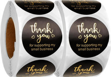 1000Pcs / 2 Roll 1.5" Thank You For Supporting My Small Business Stickers Labels
