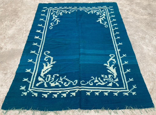 Vintage Traditional Handmade Beautiful Floral Kilim Floor Rug Carpet 196x143 cm