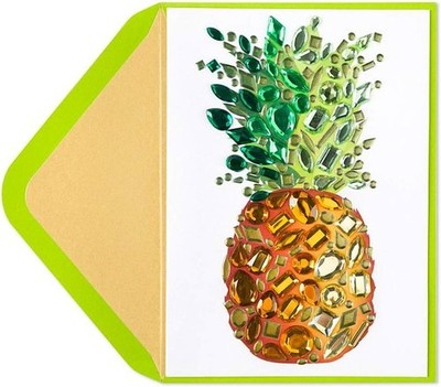 Papyrus Thank You Card ''An Abundance Of Thanks To You'' With Gemmed Pineapple  