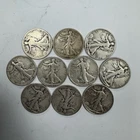10 Walking Liberty Half Dollars $5 Face Value 90% Silver Coins