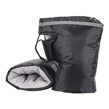  Universal Motorcycle Handlebar Gloves - Muffs Black with Reflective Stripe