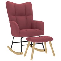 Schaukelstuhl Mit FußHocker Stoff Sessel Relaxsessel Weinrot Wohnzimmer