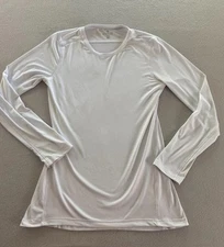 Med Couture Underscrub Top Womens Small White Stretch Round Neck Long Sleeve