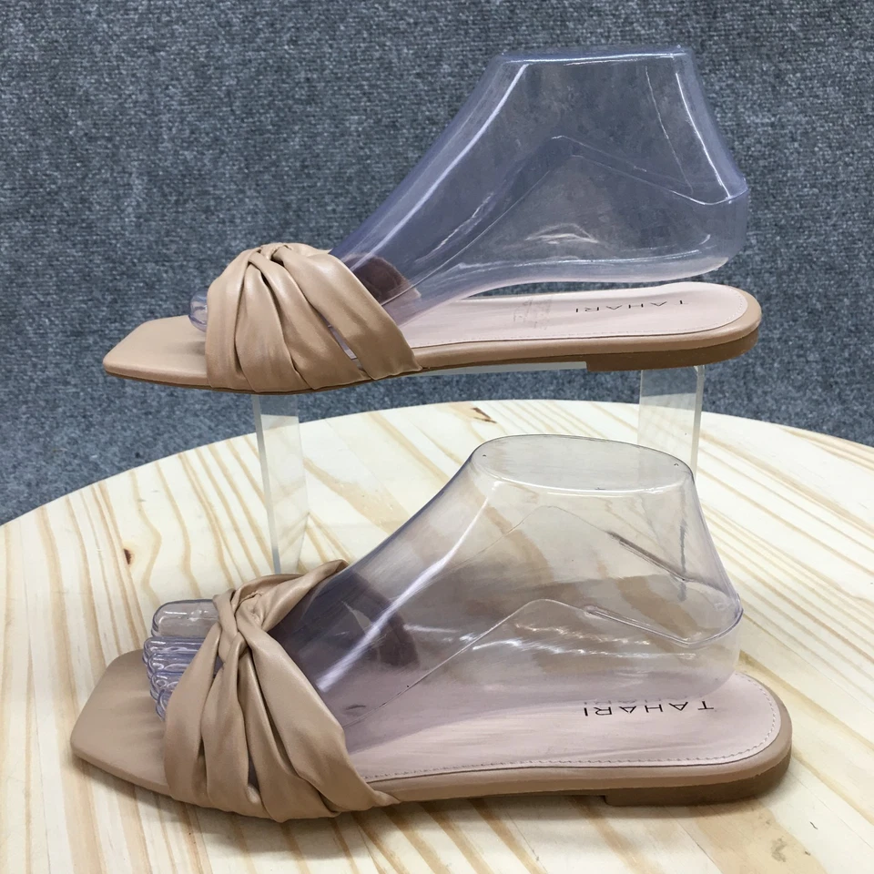 Sandalias Tahari para mujer 8,5 Suset Slide marrón sin cordones informales cómodas punta abierta NUEVAS Foto 2 de 4