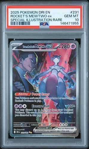 2025 POKEMON DRI EN-DESTINED RIVALS #231 TEAM ROCKET'S MEWTWO EX PSA 10