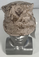 New USN NWU Type II AOR1 Digital Woodland Utility 8 Point Cap Hat Size 7 1/4