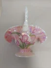 Fenton Hand Painted Artist Signed Legacy Collection Pink Basket.  Excellent Cond