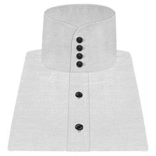 Mens High Band Collar Grandad Shirt White Black Dots China Mandarin Formal Dress