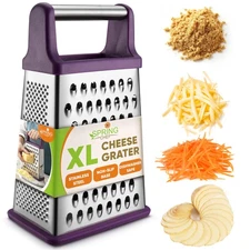 Purple Professional Stainless Steel XL Parmesan Cheese Grater with Handle - M...