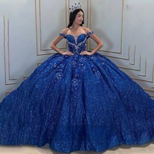 Sexy QuincenearaDress for Women Off Shoulder Sequin Tassles Birthday Party Dress