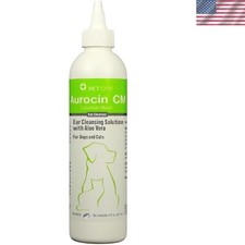Aurocin CM Ear Cleanser 8oz for Cats and Dogs - Aloe  Cucumber Melon Fresh