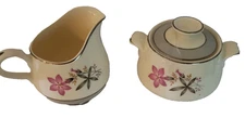 Homer Laughlin CAVALIER Eggshell Covered Sugar Bowl & Creamer Set