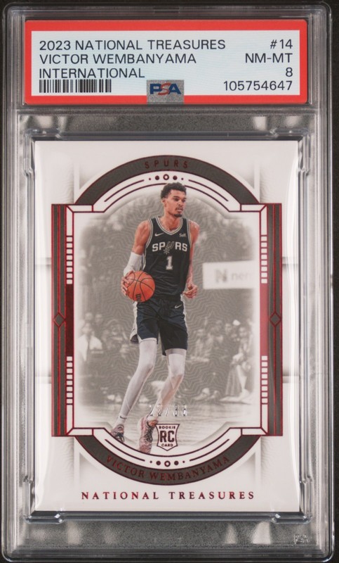 2023 NATIONAL TREASURES INTERNATIONAL #14 VICTOR WEMBANYAMA ROOKIE 22/33 PSA 8