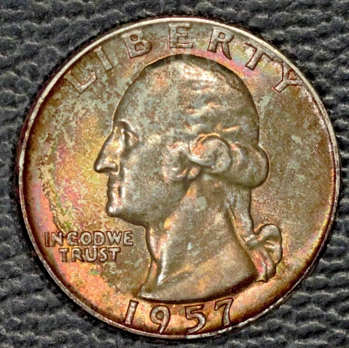 1957-D Washington Quarter, Superb Gem BU, Beautiful Toning