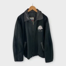 Vintage 90’s Planet Hollywood New York Wool Jacket  Black Embroidered Size Large