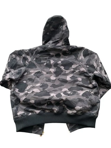 Bape x Carhartt Black & Grey Camo Jacket With Hood image 2