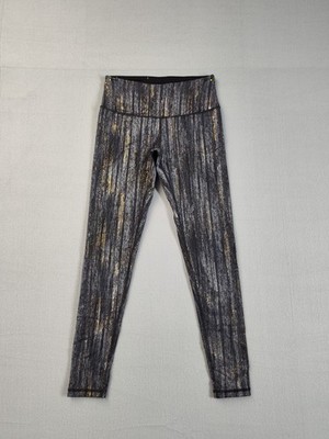 Victorias Secret Women Legging XS Gray Black Wood Grain Print Activewear Casual