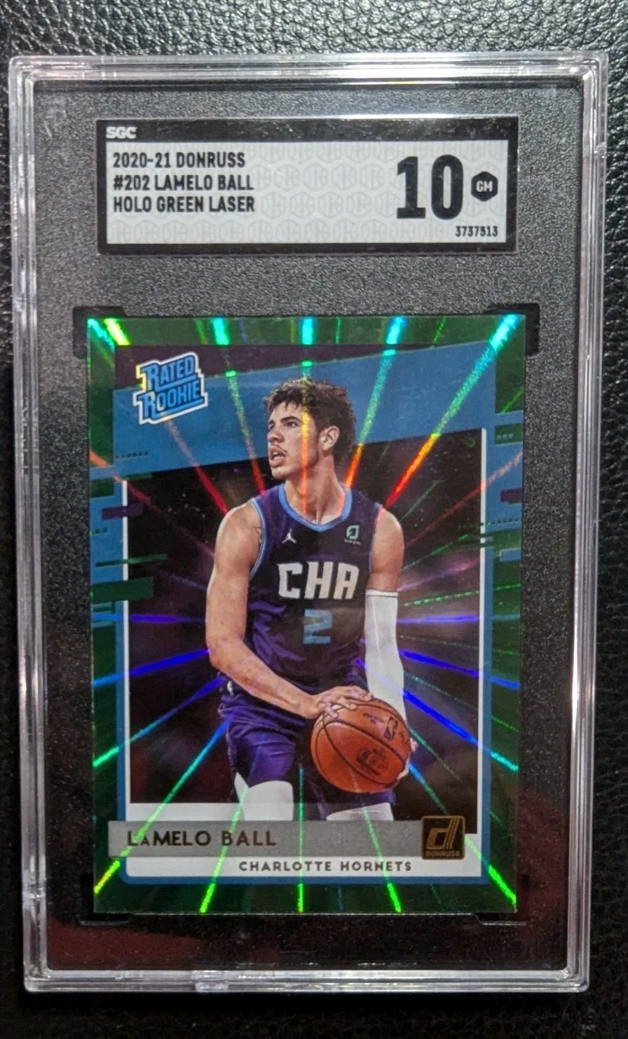 2020 Donruss Holo Green Laser #202 LaMelo Ball Rookie Card RC Hornets SGC 10 Gem