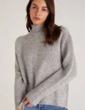 Z Supply Womens Desmond Sweater Heather Gray Mock Neck SOLD OUT NWT $89 SMALL