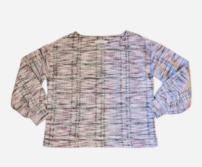 LOFT Pink, White, Gray Plaid Tweed Top Women's Size Small