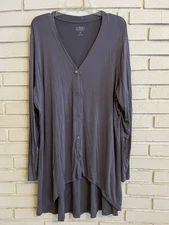 LOGO Layers by Lori Goldstein Button Down Cardigan with Hi-Low Hem Size 2X Gray