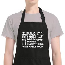 Funny Mens Apron With Pockets For Cooking Grilling BBQ Husband Dad Gift